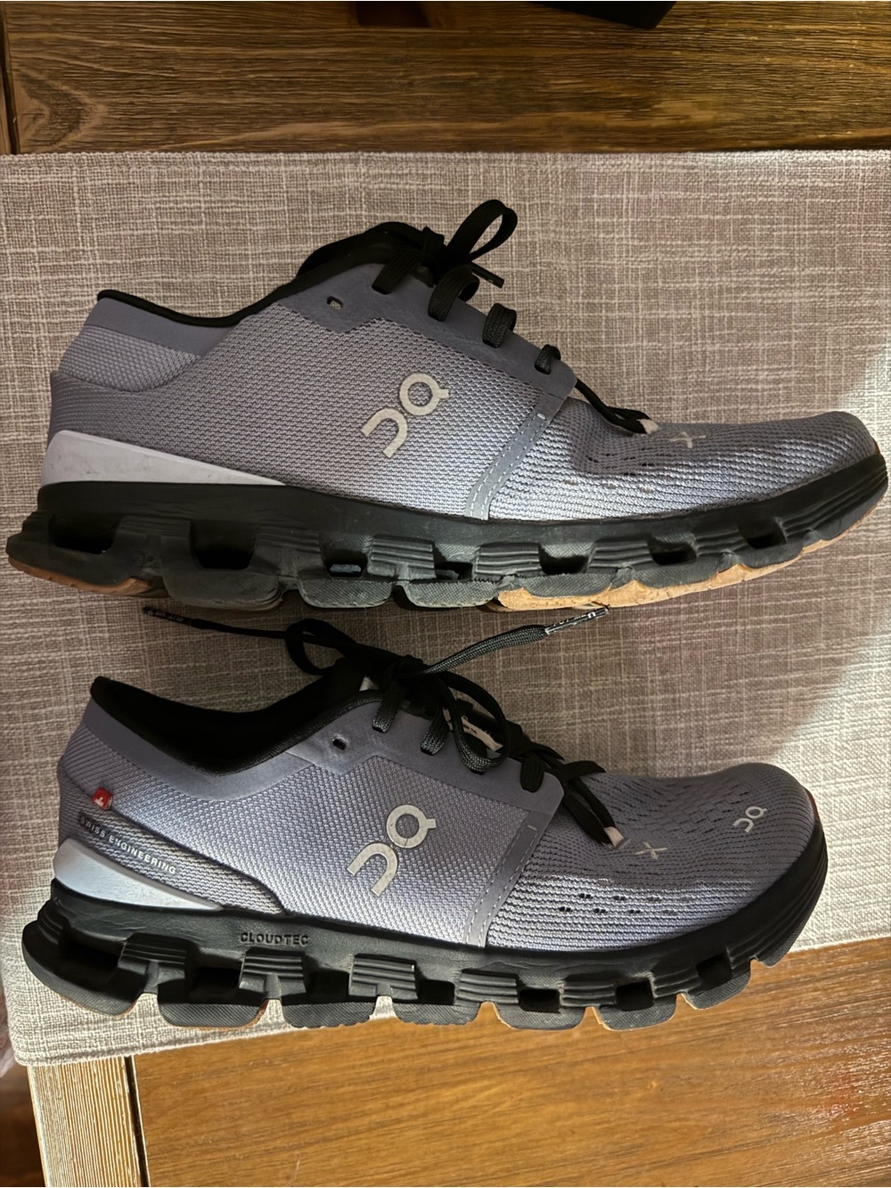 On Cloud Light Gray and Black Athletic Shoes